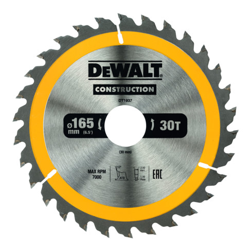 DEWALT cirkelzaagblad handcirkelzaag 165/30 mm 30WZ DT1937-QZ