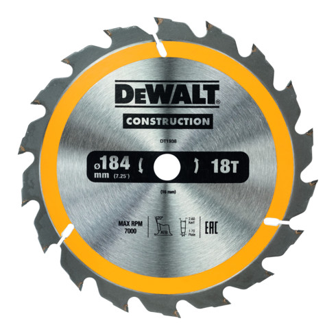 DEWALT cirkelzaagblad handcirkelzaag 184/16 mm 18WZ DT1938-QZ