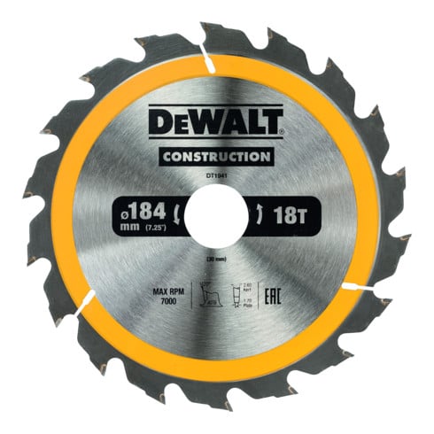 DEWALT cirkelzaagblad handcirkelzaag 184/30 mm 18WZ DT1941-QZ