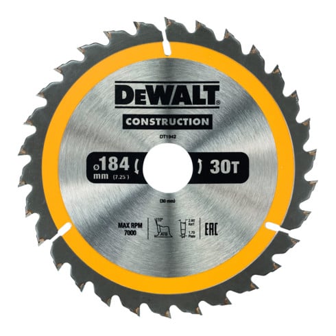 DEWALT cirkelzaagblad handcirkelzaag 184/30 mm 30WZ DT1942-QZ