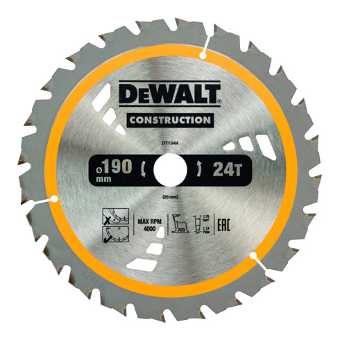 DEWALT cirkelzaagblad handcirkelzaag 190/30 mm 24WZ DT1944-QZ