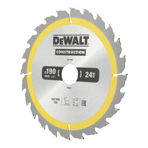 DEWALT cirkelzaagblad handcirkelzaag 190/30 mm 24WZ DT1944-QZ