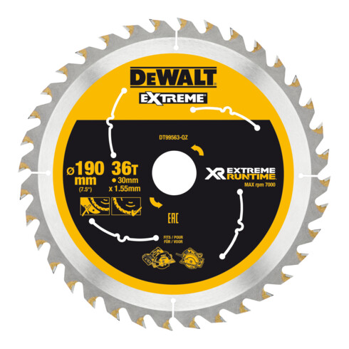 DEWALT cirkelzaagblad handcirkelzaag 190/30 mm 36WZ/FZ DT99563-QZ