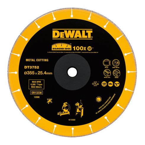 DEWALT diamantdoorslijpschijf metaal 355x25,4 mm DT3752-QZ