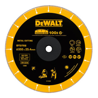 DEWALT Disco da taglio diamantato per metallo 355x25,4mm DT3752-QZ