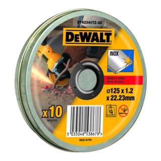 DEWALT Disco per troncatura in acciaio inossidabile piatto 125 mm x 1,2 mm DT42340TZ-QZ