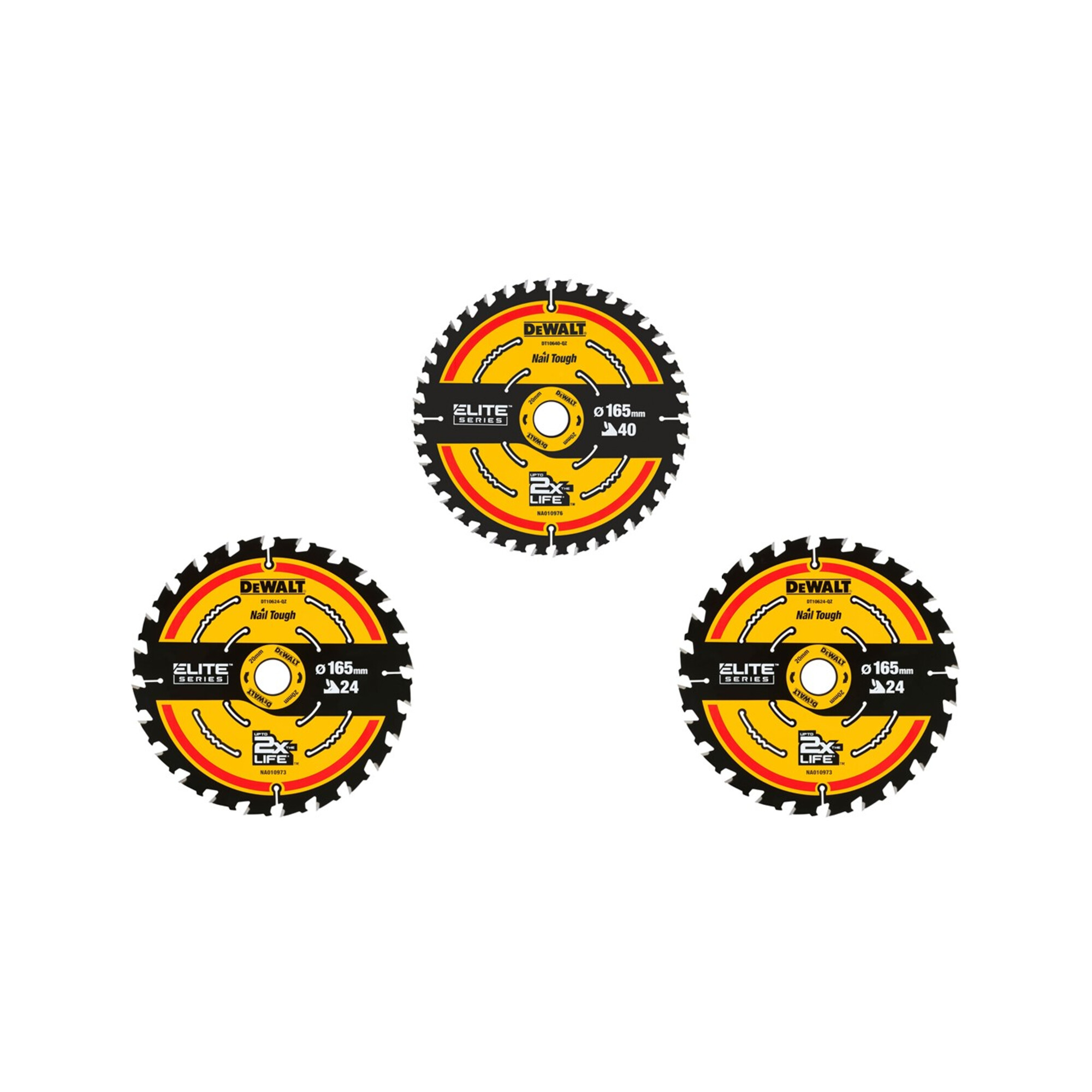 DEWALT ELITE Kreissägeblatt 165/20 mm SET