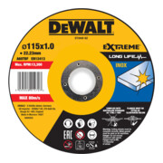 DEWALT EXTREME Disque à tronçonner 115x1x22,23mm Inox Type 41 (plat) DT3442-QZ-1