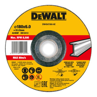 DEWALT High Performance Schruppscheibe 180x6x22,23mm Metall Typ 42 (gekröpft) DW4547AIA-AE
