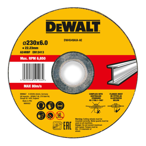 DEWALT High Performance Schruppscheibe 230x6x22,23mm Metall Typ 42 (gekröpft) DW4549AIA-AE