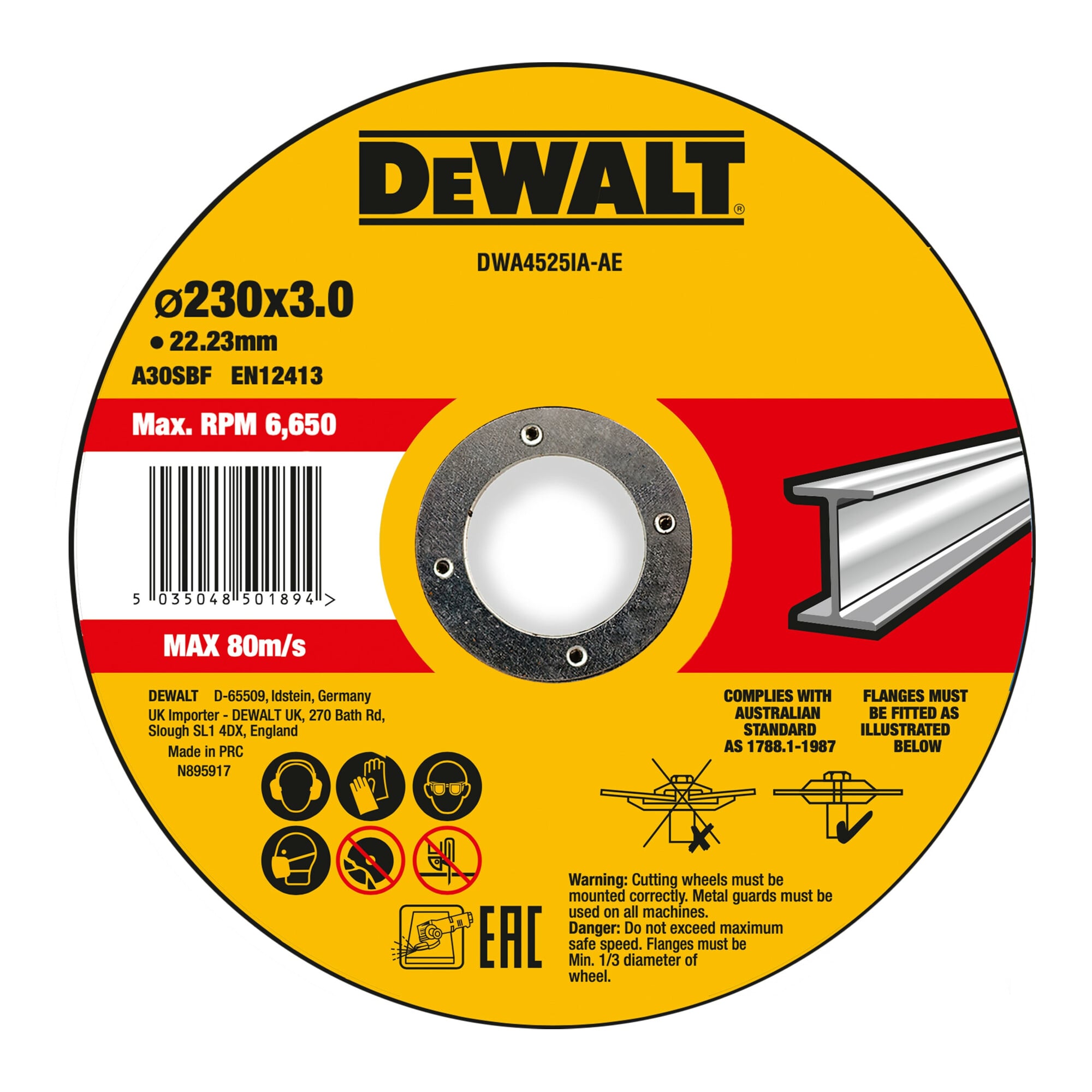 DEWALT High Performance Trennscheibe 230x3x22,23mm Metall Typ 42 (gekröpft) DWA4525IA-AE