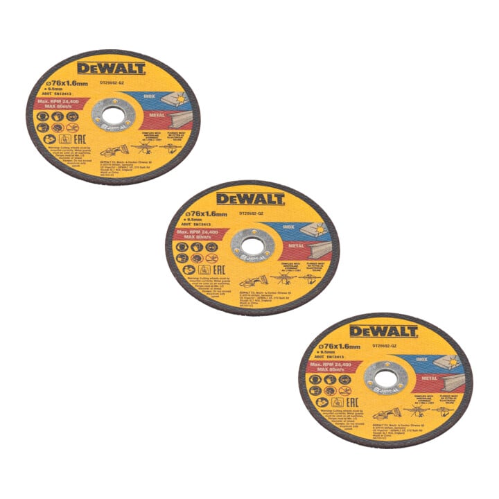 DEWALT High Performance Trennscheibe 76x1,6x9,5mm Inox und Metall Typ 41 (flach) DT20592-QZ