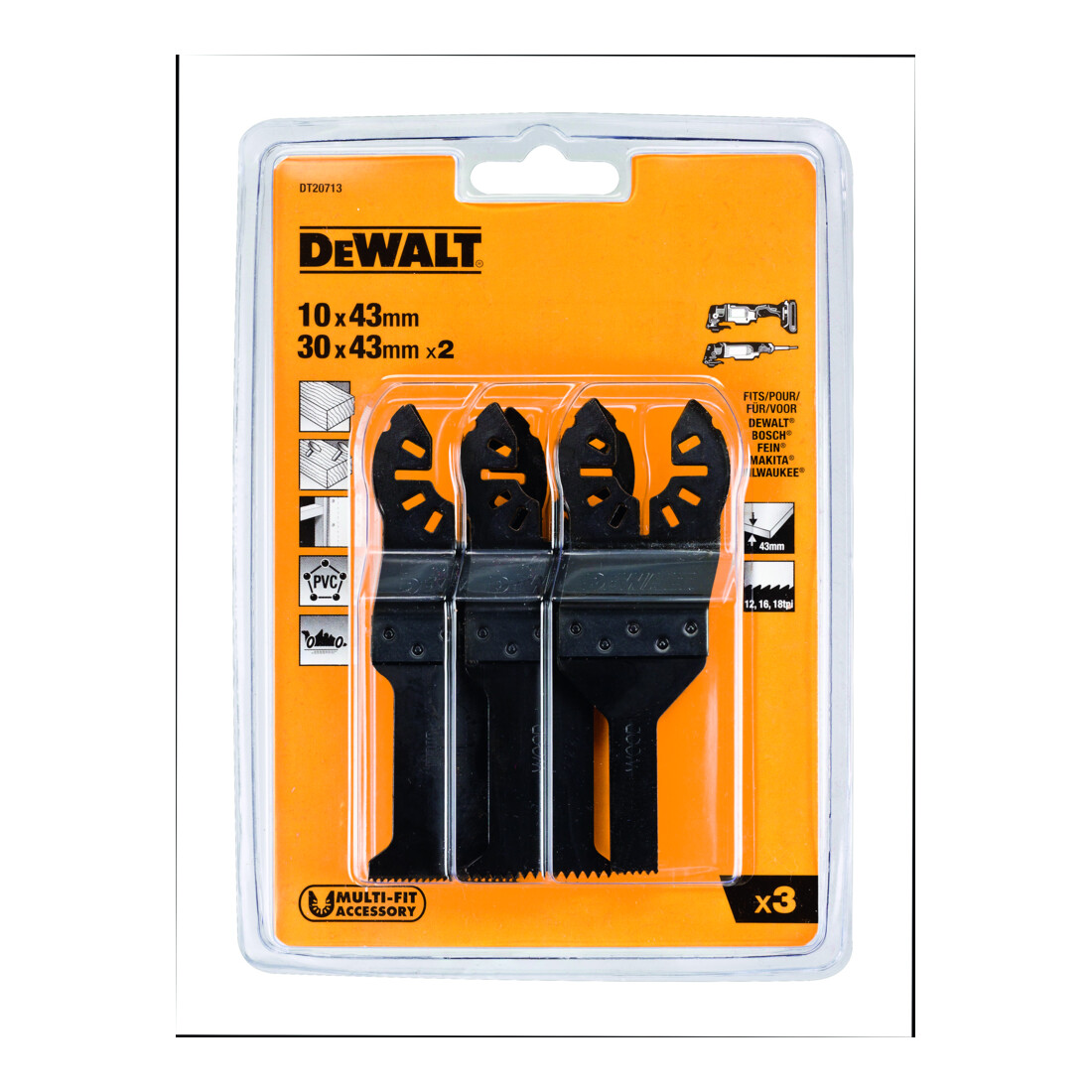 DEWALT KIT D'ACCESSOIRES D'OUTILS MULTI-OUTILS 3PC SET DT20713-QZ