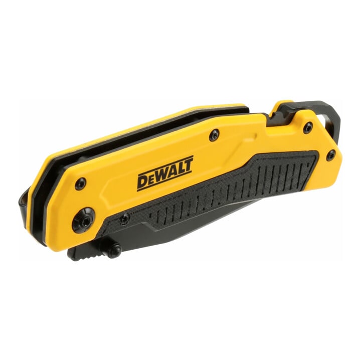 DEWALT Klappmesser 82mm mit robustem Aluminiumgehäuse und integrierten Abisolierklingen DWHT0-10313