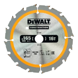 DEWALT Kreissägeblatt Akku 165/20 mm 16WZ DT1948-QZ