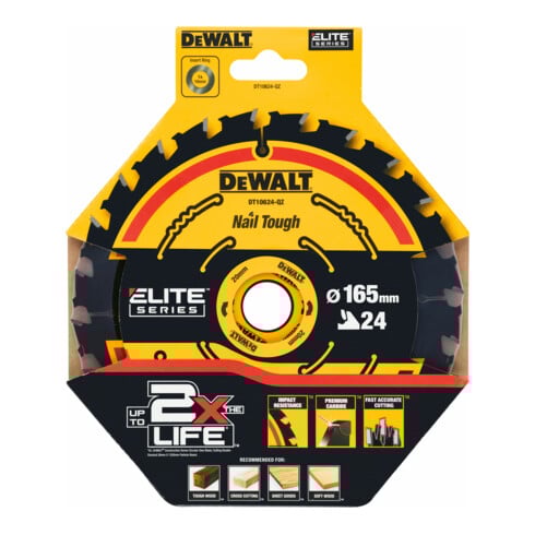 DEWALT Kreissägeblatt Akku 165/20 mm 24WZ DT10624-QZ