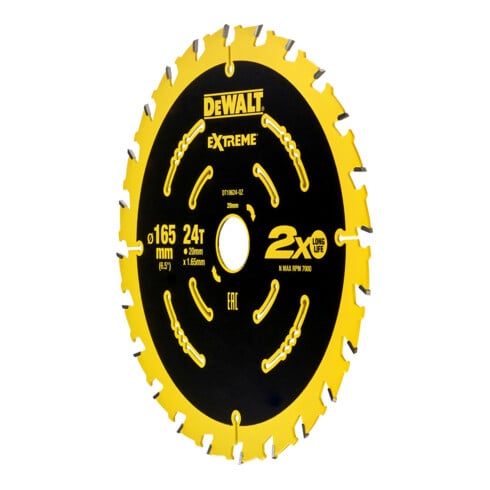 DEWALT Kreissägeblatt Akku 165/20 mm 24WZ DT10624-QZ