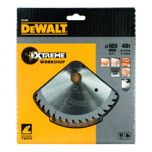 DEWALT Kreissägeblatt DT1091-QZ für Handkreissäge 165/20mm 40WZ (5 Stk.)