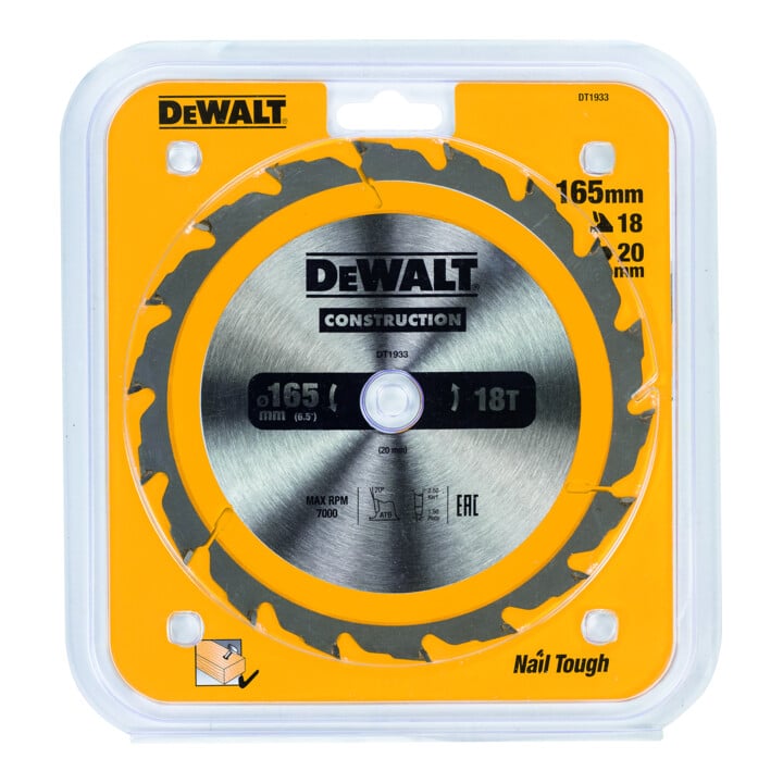 DEWALT Kreissägeblatt Handkreissäge 165/20 mm 18WZ DT1933-QZ