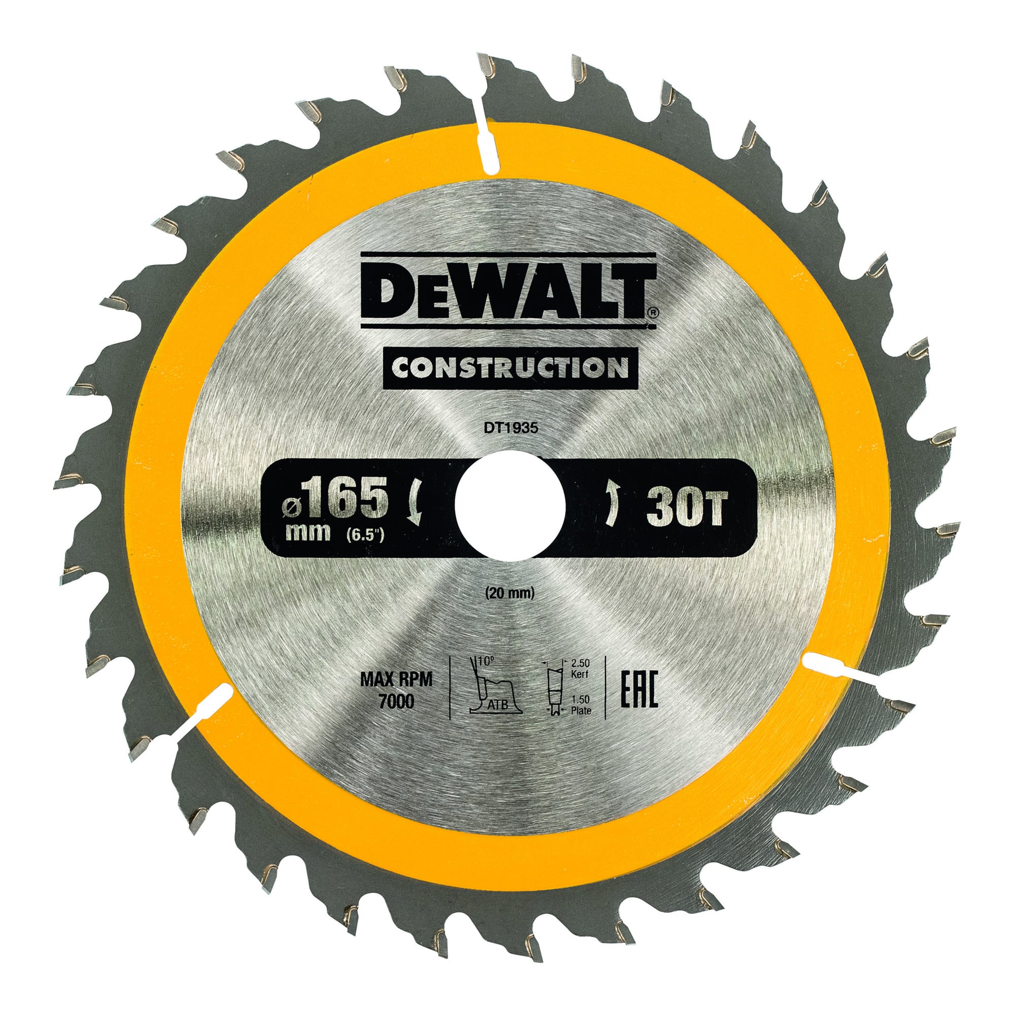 DEWALT Kreissägeblatt Handkreissäge 165/20 mm 30WZ DT1935-QZ
