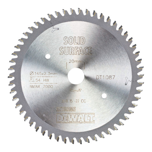 DEWALT Kreissägeblatt Handkreissäge 165/20 mm 54TFZ DT1087-QZ