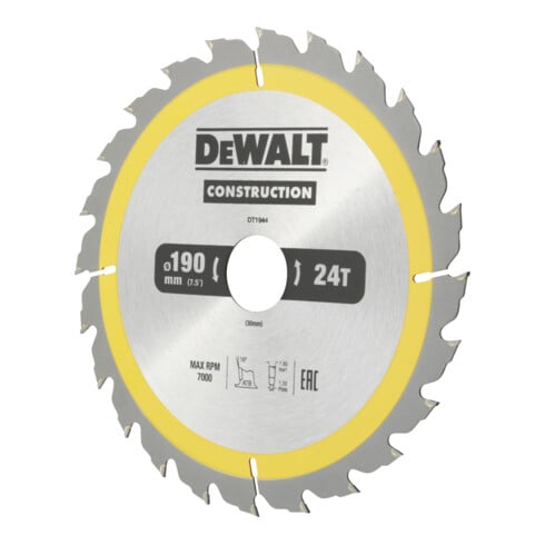 DEWALT Kreissägeblatt Handkreissäge 190/30 mm 24WZ DT1944-QZ