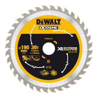 DEWALT Kreissägeblatt Handkreissäge 190/30 mm 36WZ/FZ DT99563-QZ