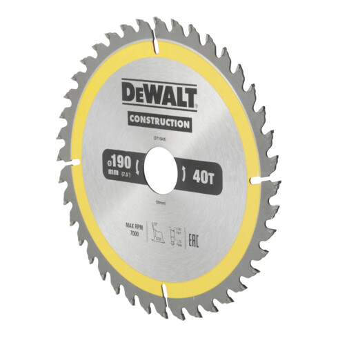 DEWALT Kreissägeblatt Handkreissäge 190/30 mm 40WZ DT1945-QZ