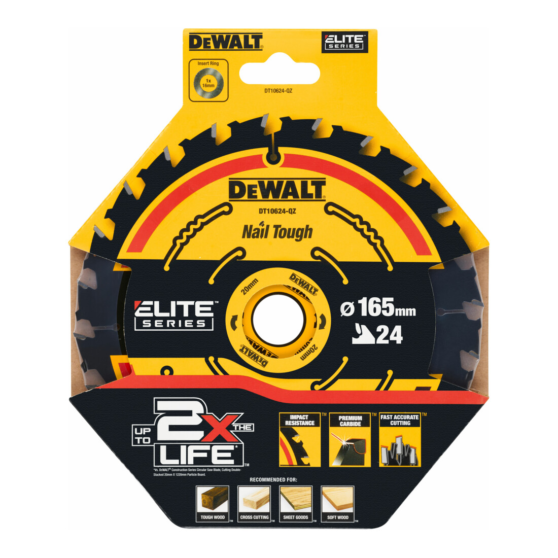 DEWALT Lama per sega circolare 165/20 mm 24WZ DT10624-QZ