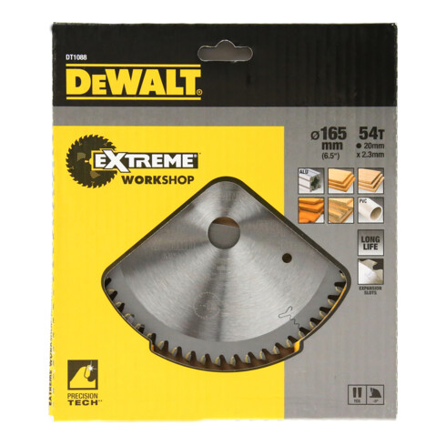 DEWALT Lama per sega circolare manuale 165/20mm 54TFZ DT1088-QZ