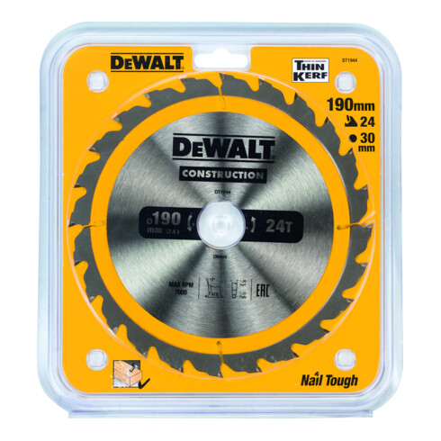 DEWALT Lama per sega circolare manuale 190/30mm 24WZ DT1944-QZ