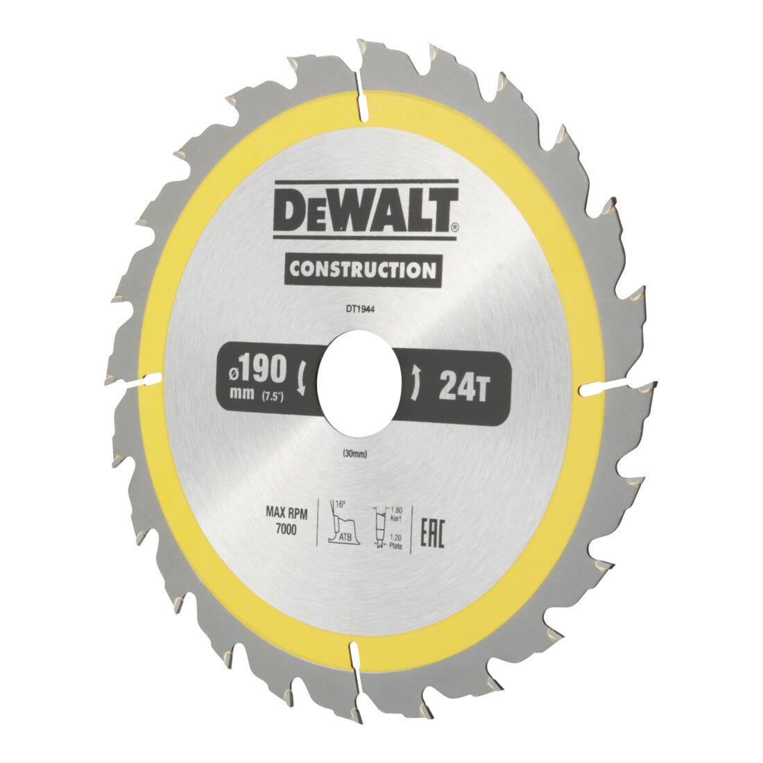 DEWALT Lama per sega circolare manuale 190/30mm 24WZ DT1944-QZ
