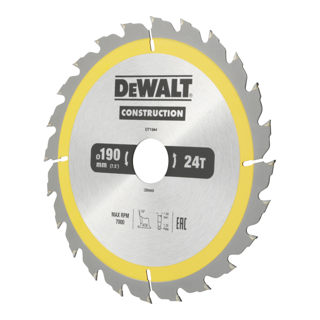 DEWALT Lama per sega circolare manuale 190/30mm 24WZ DT1944-QZ