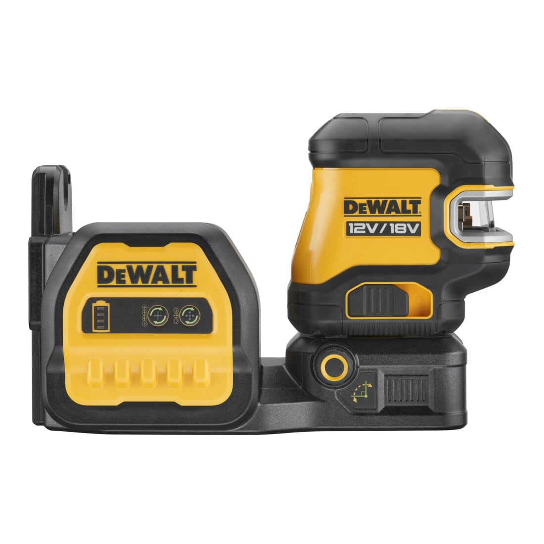 DEWALT Laser a linee incrociate verde a 5 punti (1 x O / 1 x V / Piombo sopra & sotto / 3 x punti O) DCE825NG18-XJ