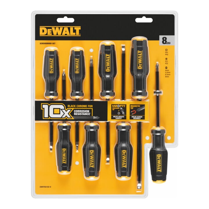 DEWALT MAXFIT Schraubendreher-Set 8-tlg. mit feststehender Klinge DWHT65102-0