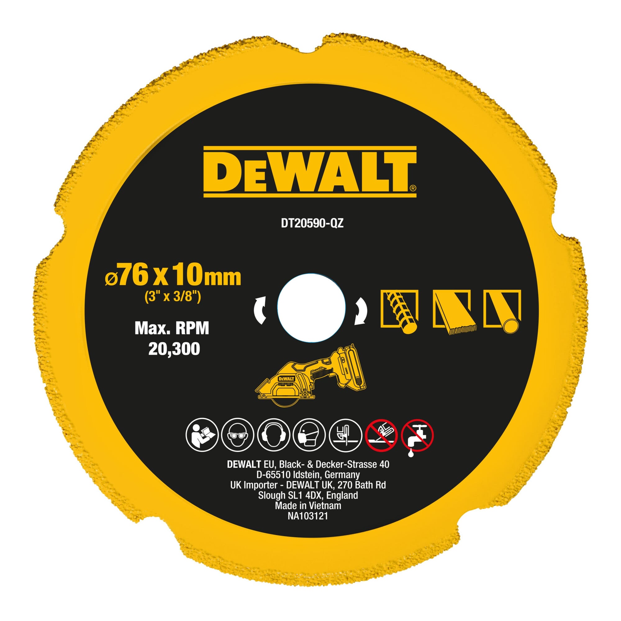 DEWALT Multi-Material-Diamanttrennscheibe 76mm DT20590-QZ