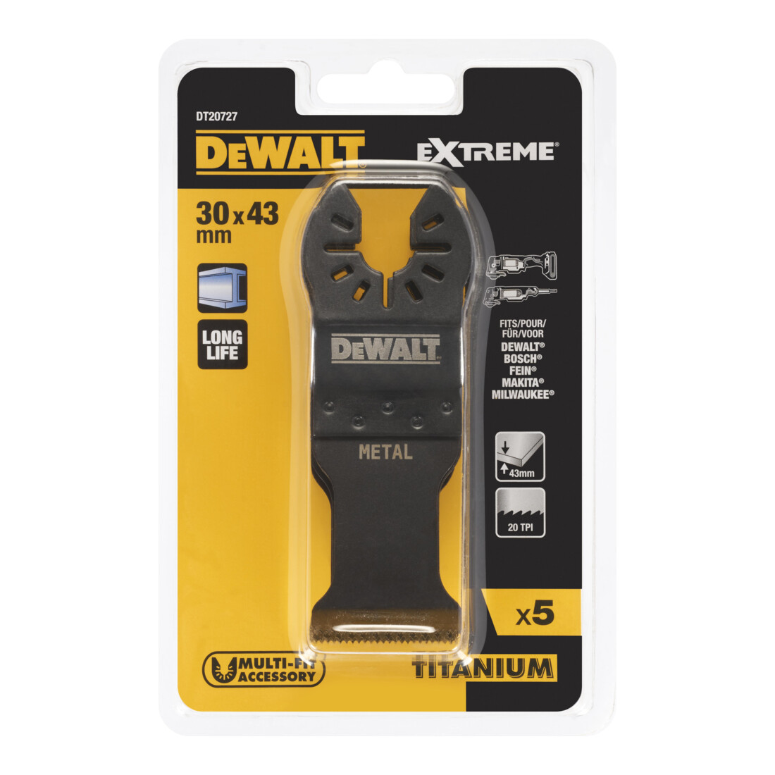 DEWALT Multi-Tool Sägeblatt Met 43x30 mmk DT20727-QZ