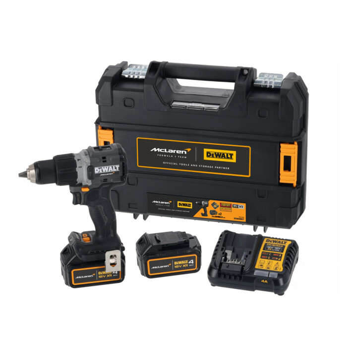 DEWALT Perceuse-visseuse à percussion sans fil 18V, incl. 2 batteries (18 V / 4Ah) et chargeur rapide système