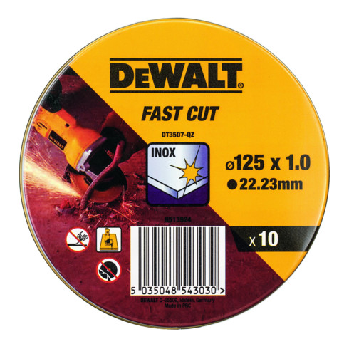 DEWALT roestvrijstalen vlakke snijschijf 125 mmx1,0 mm DT3507-QZ