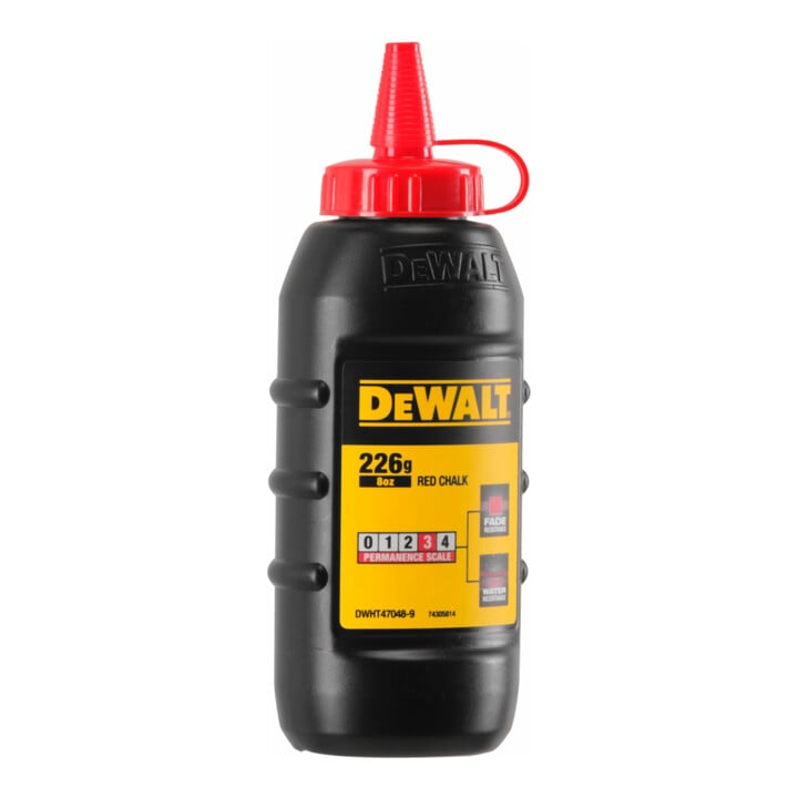 DEWALT Schlagschnurkreide rot 225g Haltbarkeitsgrad 3 für Außenbereich DWHT47048-9