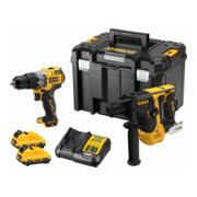 Dewalt Set combiné sans fil 2 pcs 12V, 2x3 Ah Li-Ion (DCH072 + DCD706) en boîte TSTAK