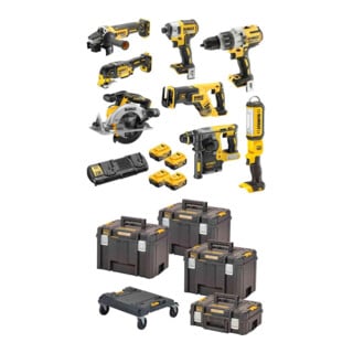 DEWALT Set de perceuse-visseuse à percussion sans fil 18V / 5Ah DCD 996, DCF 887, DCH 273, DCG 405, DCS 367, DCS 356, DCS 565, DCL 050, DCB 184