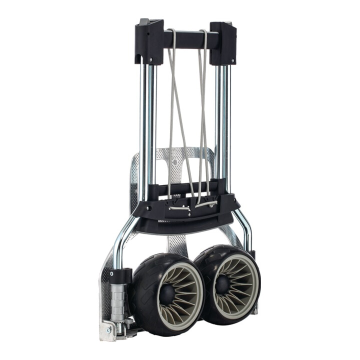Diable de transport pliable tube en acier, chromé aluminium H. 1120 mm L. pelle