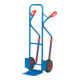 Diable en tube d'acier fetra hauteur 1300mm, plateau 250x320mm, roues gonflables, charge max. 300kg, bleu