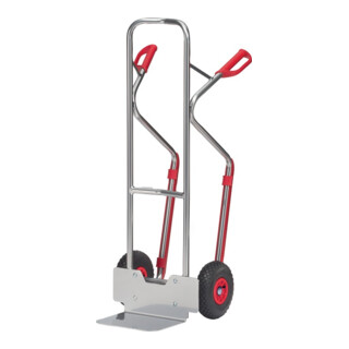 Diable en tubes d'acier H. 1300 mm pelle-L250xl320mm pneus gonfl. cap.charge 200