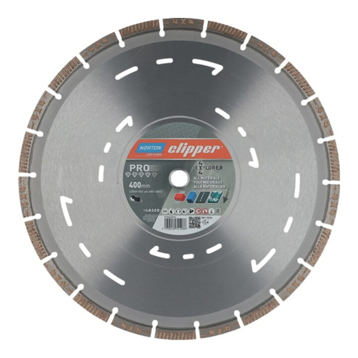 Diamanttrennscheibe 4x4 Explorer D.400mm Bohr.20mm 3,2mm 12mm NORTON CLIPPER