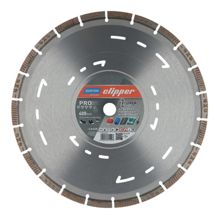 Diamanttrennscheibe 4x4 Explorer D.400mm Bohr.25,4mm 3,2mm 12mm NORTON CLIPPER