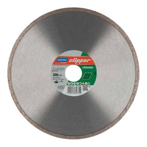 Diamanttrennscheibe Classic Ceramic D.200mm Bohr.30/25,4mm 1,7mm NORTON CLIPPER