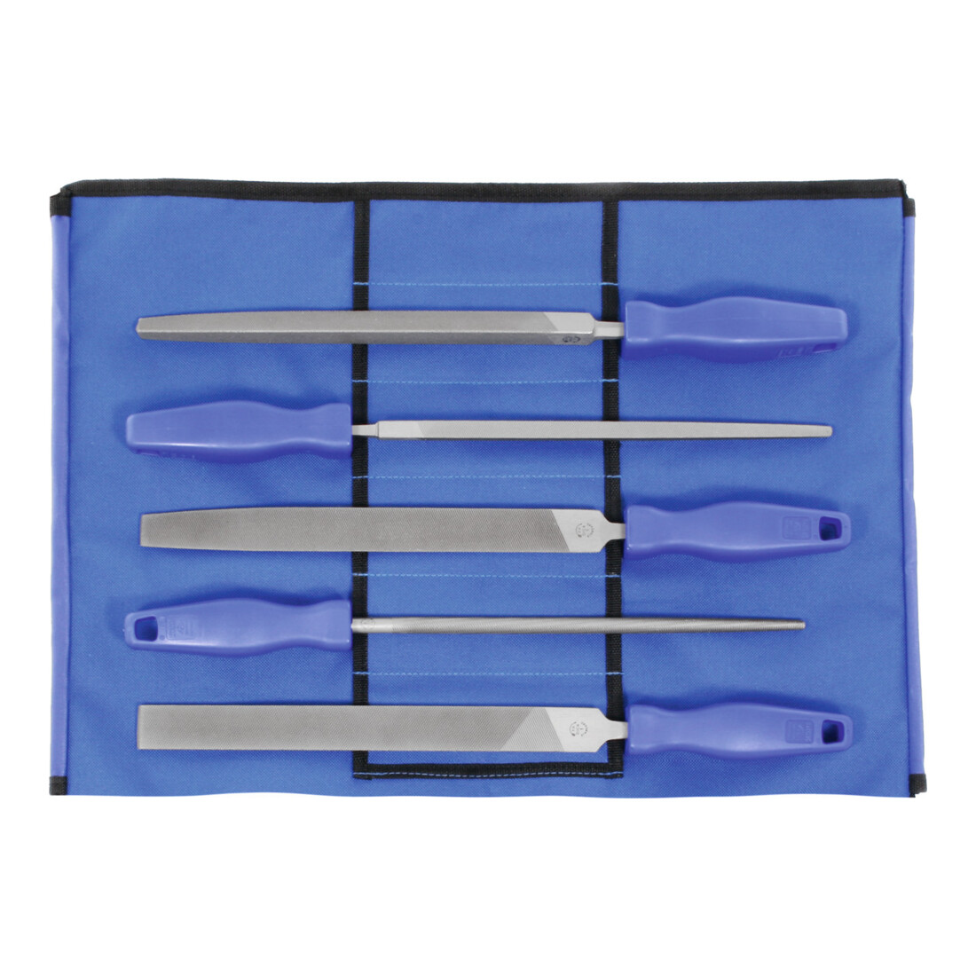 Dick Jeu de limes universelles 5 pièces, dans une trousse taille 3, Longueur sans queue: 200 mm