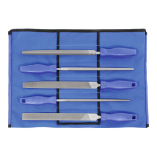 DICK Set di 5 lime multiuso in busta avvolgibile taglio 2, Senza codolo L=250mm
